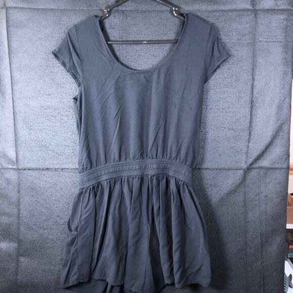 Express Womens Romper Black Short Sleeve Scoop Neck Pockets Small - Picture 9 of 11